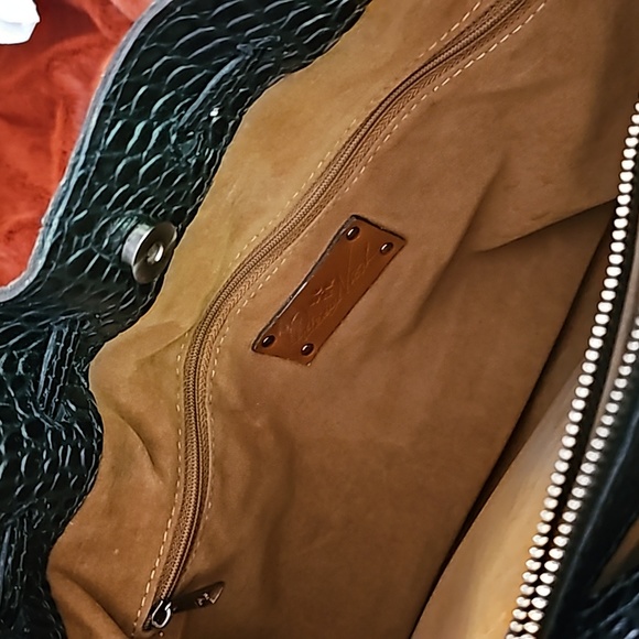 PATRICIA NASH BLACK LEATHER CROCO Witney EUC - Picture 6 of 8